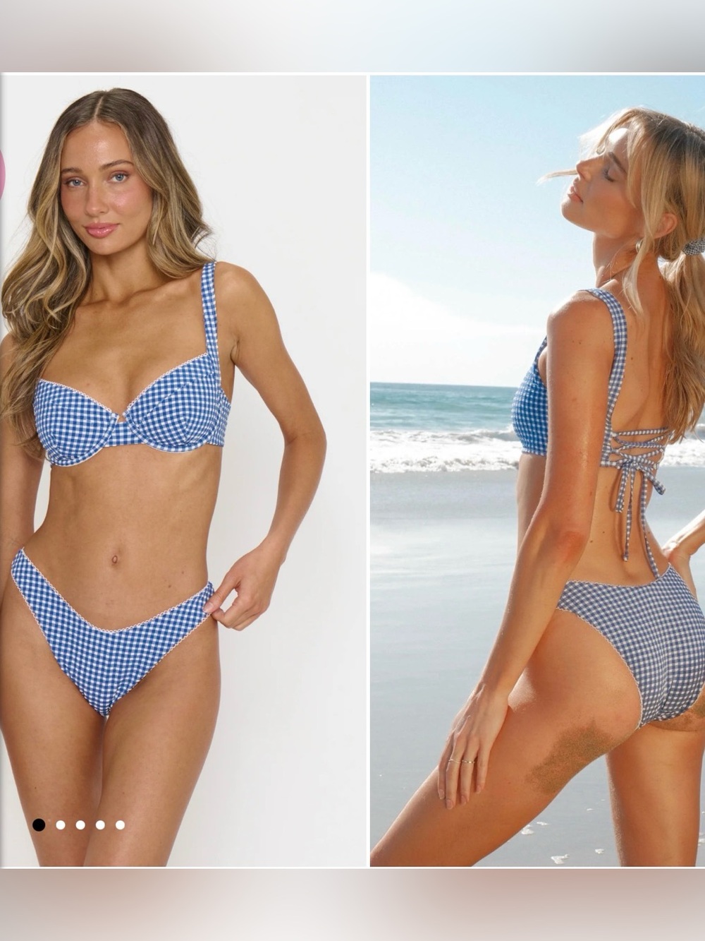 Woman’s  Blue Gingham two-piece bikini Swimsuit SET - NWT -